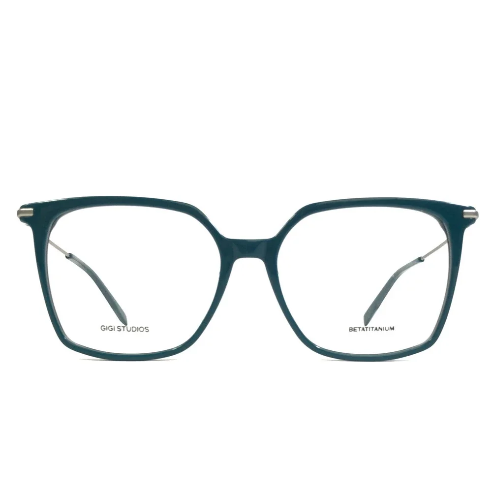 Gigi Studios Eyeglasses Frames AMARA GS8002/030 Green Silver Titanium 55-16-145